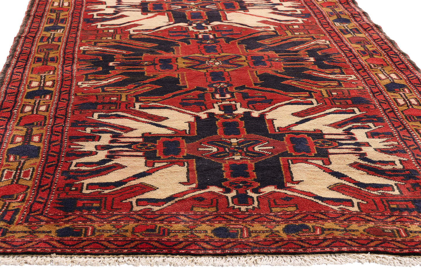 4 x 11 Red Vintage Persian Heriz Rug 61501