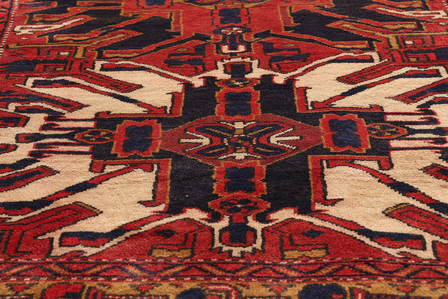 4 x 11 Red Vintage Persian Heriz Rug 61501