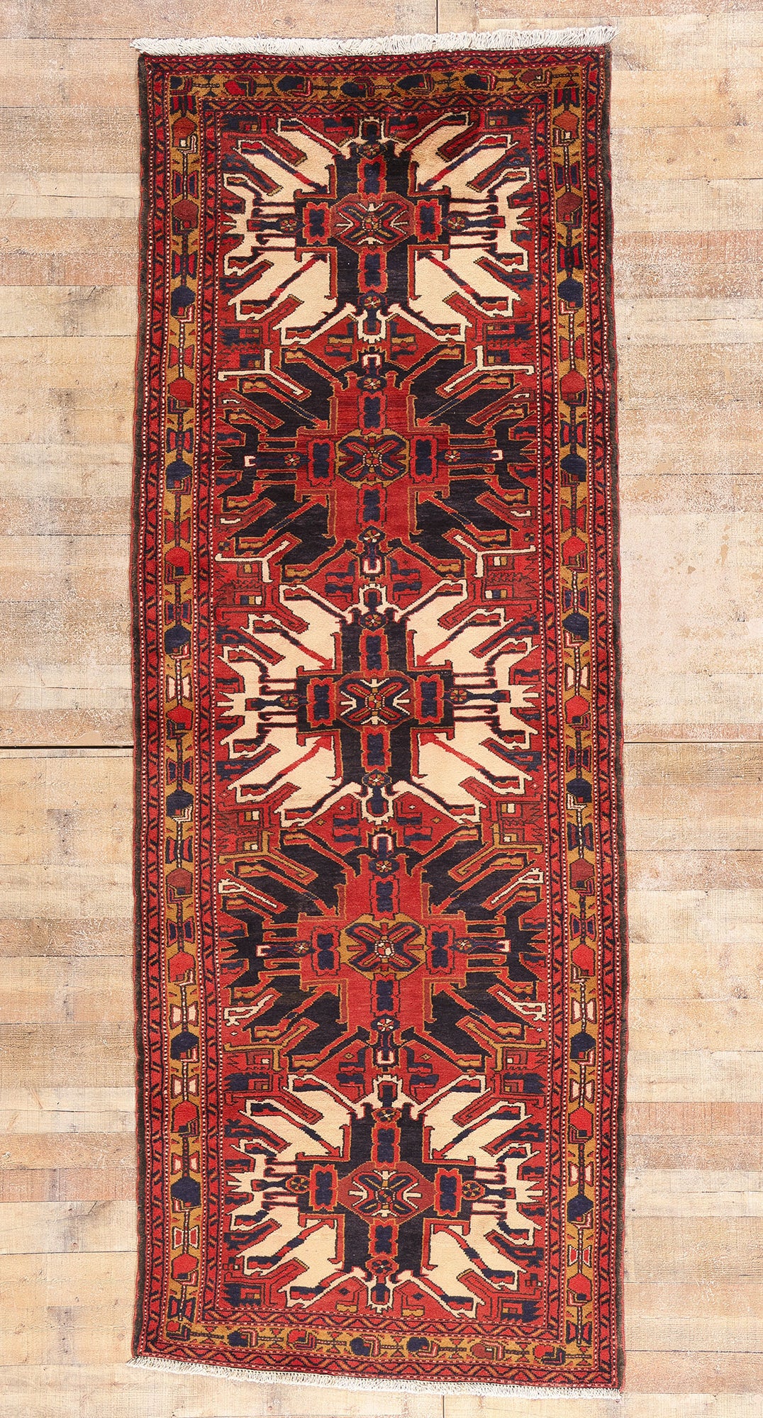 4 x 11 Red Vintage Persian Heriz Rug 61501