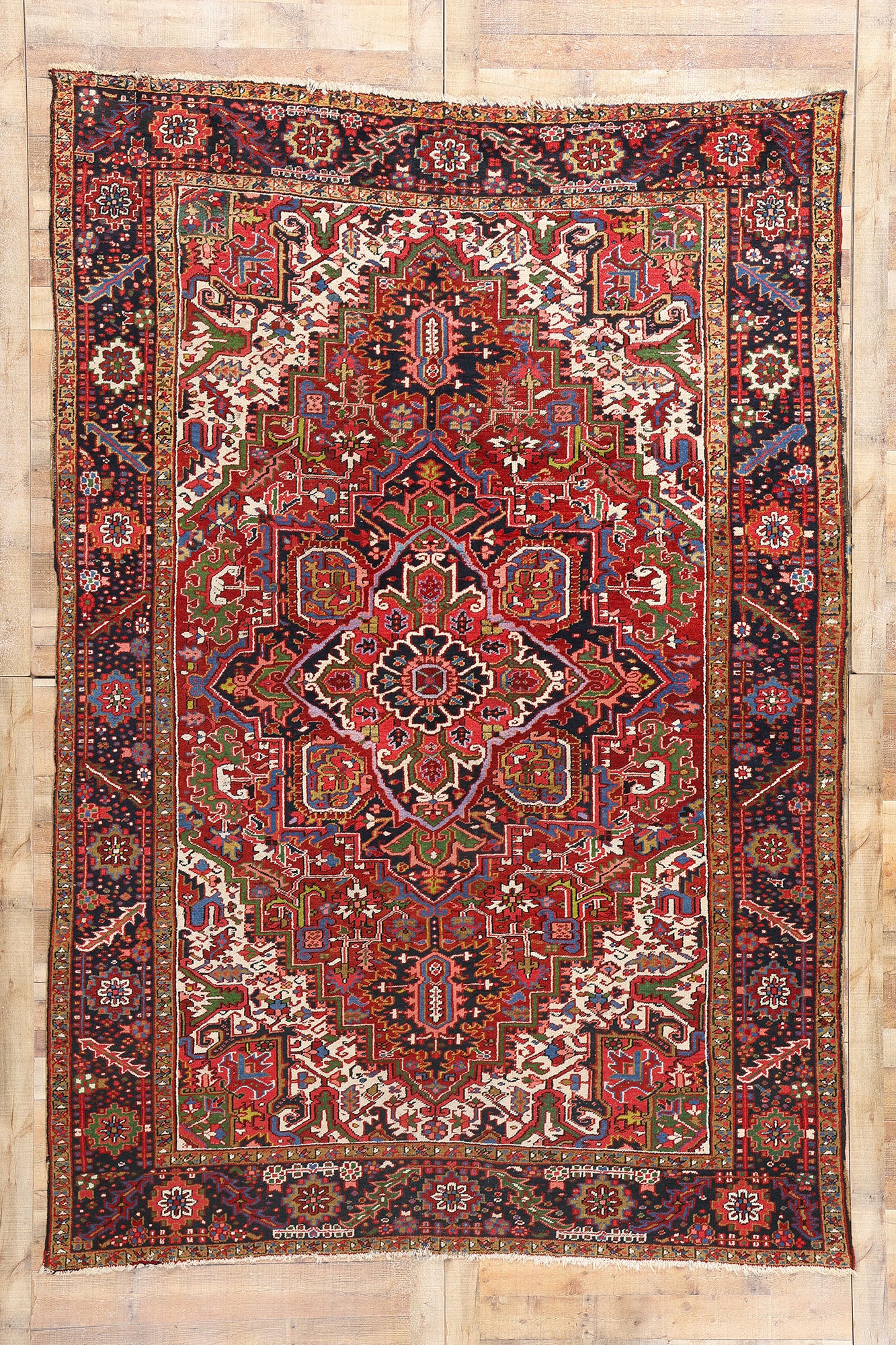 8 x 11 Antique Persian Heriz Rug 79021