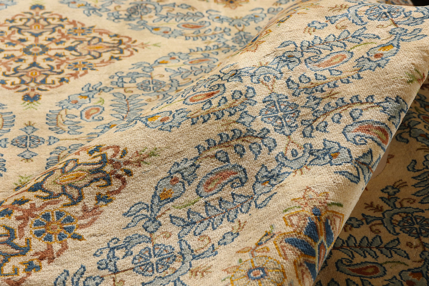 10 x 13 Beige Vintage Persian Kashan Rug 61523