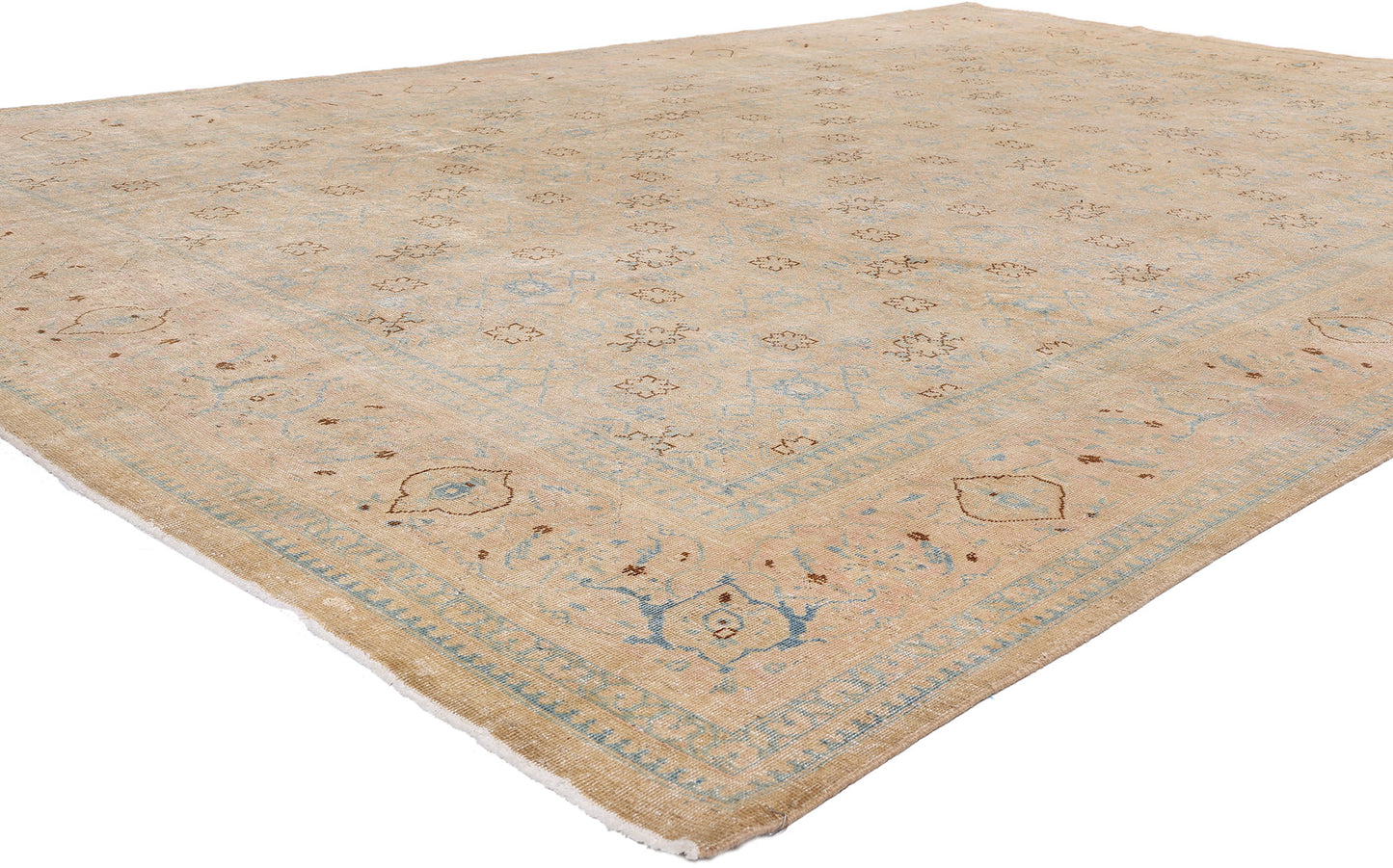 9 x 13 Tan Vintage Persian Mahal Rug 61397