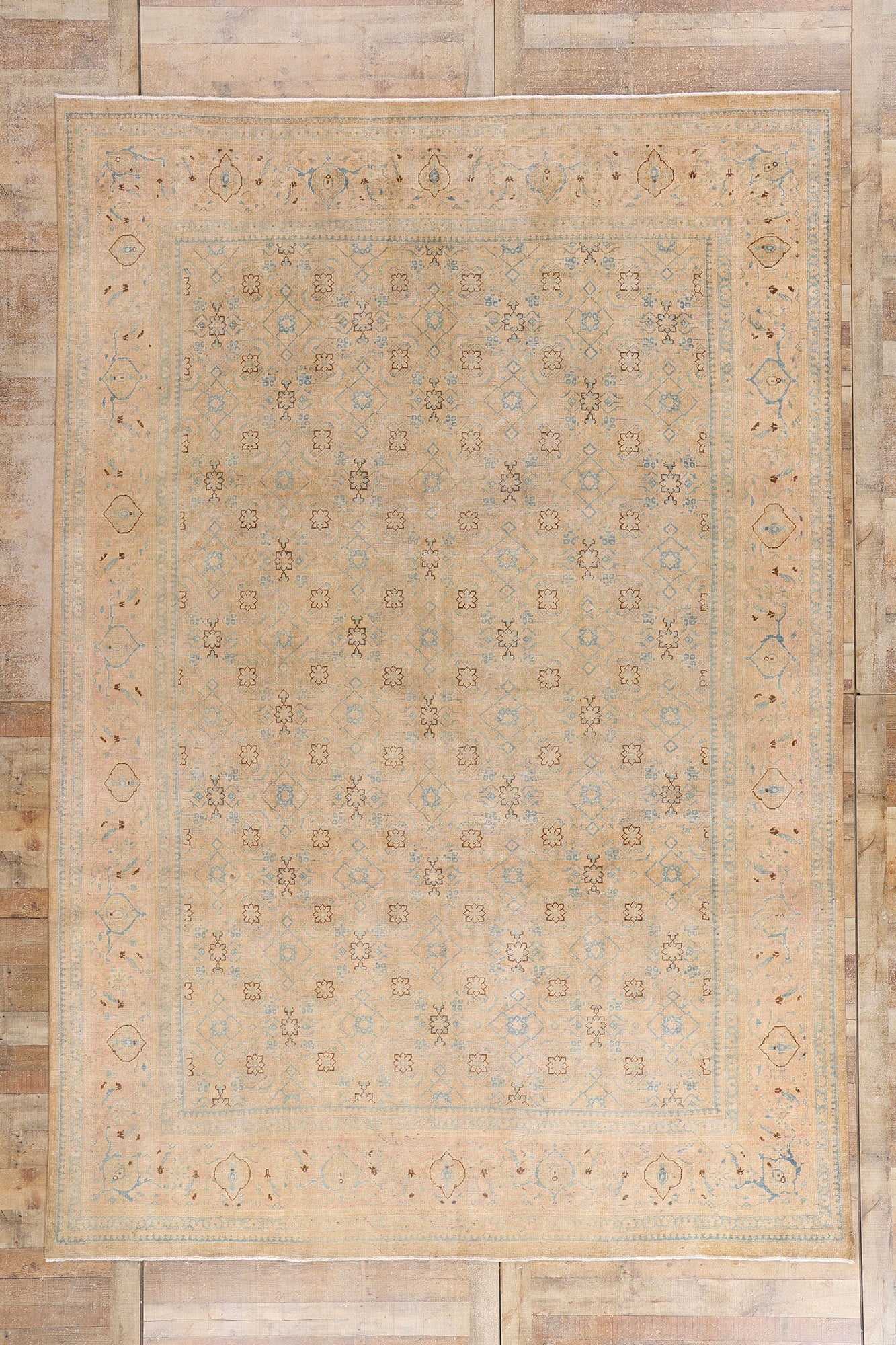 9 x 13 Tan Vintage Persian Mahal Rug 61397