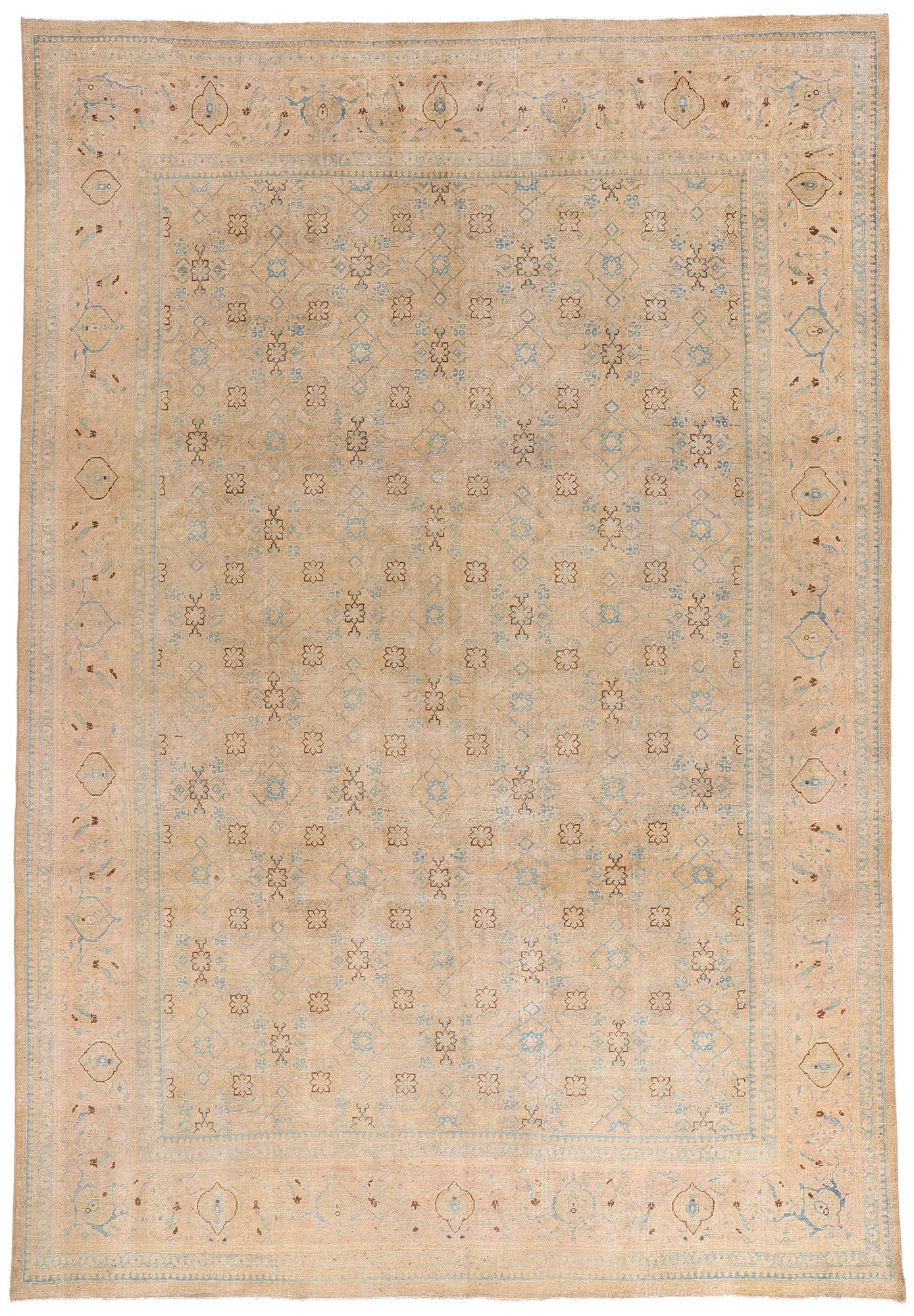 9 x 13 Tan Vintage Persian Mahal Rug 61397