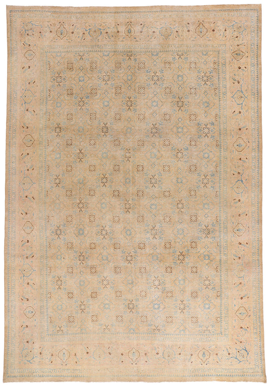 9 x 13 Tan Vintage Persian Mahal Rug 61397