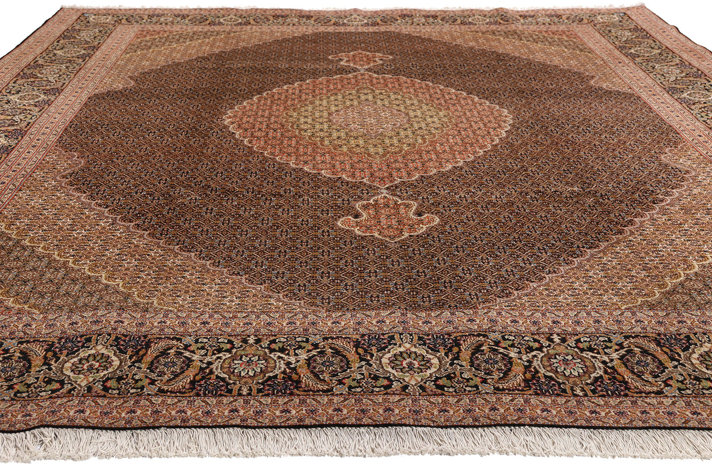 8 x 11 Black Vintage Persian Mahi Tabriz Rug 61436