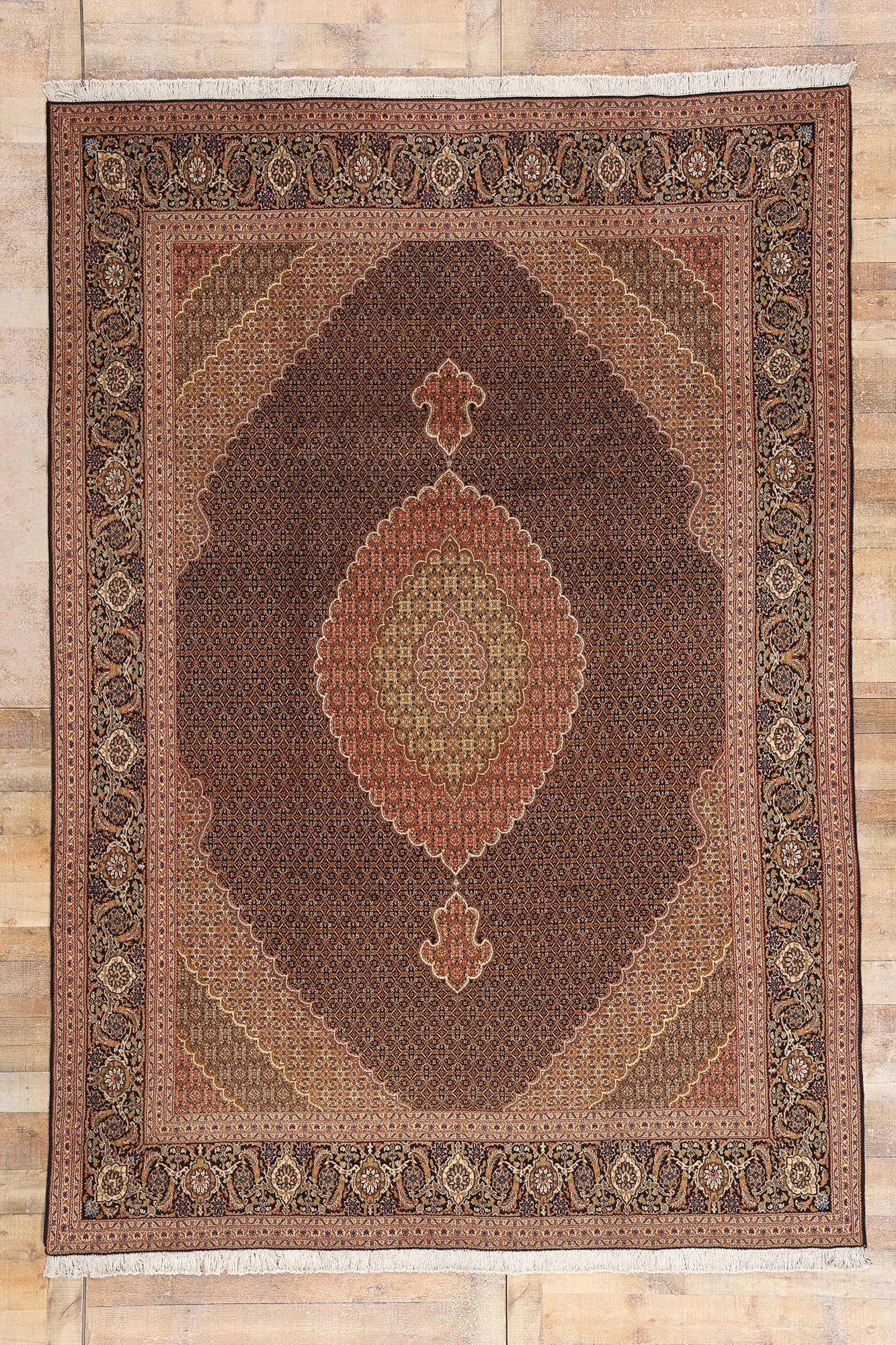 8 x 11 Black Vintage Persian Mahi Tabriz Rug 61436