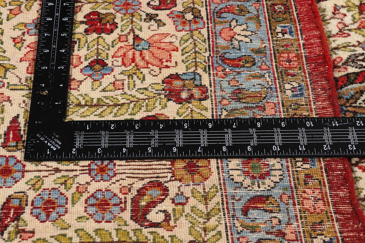11 x 14 Ivory Vintage Persian Qum Rug 61545