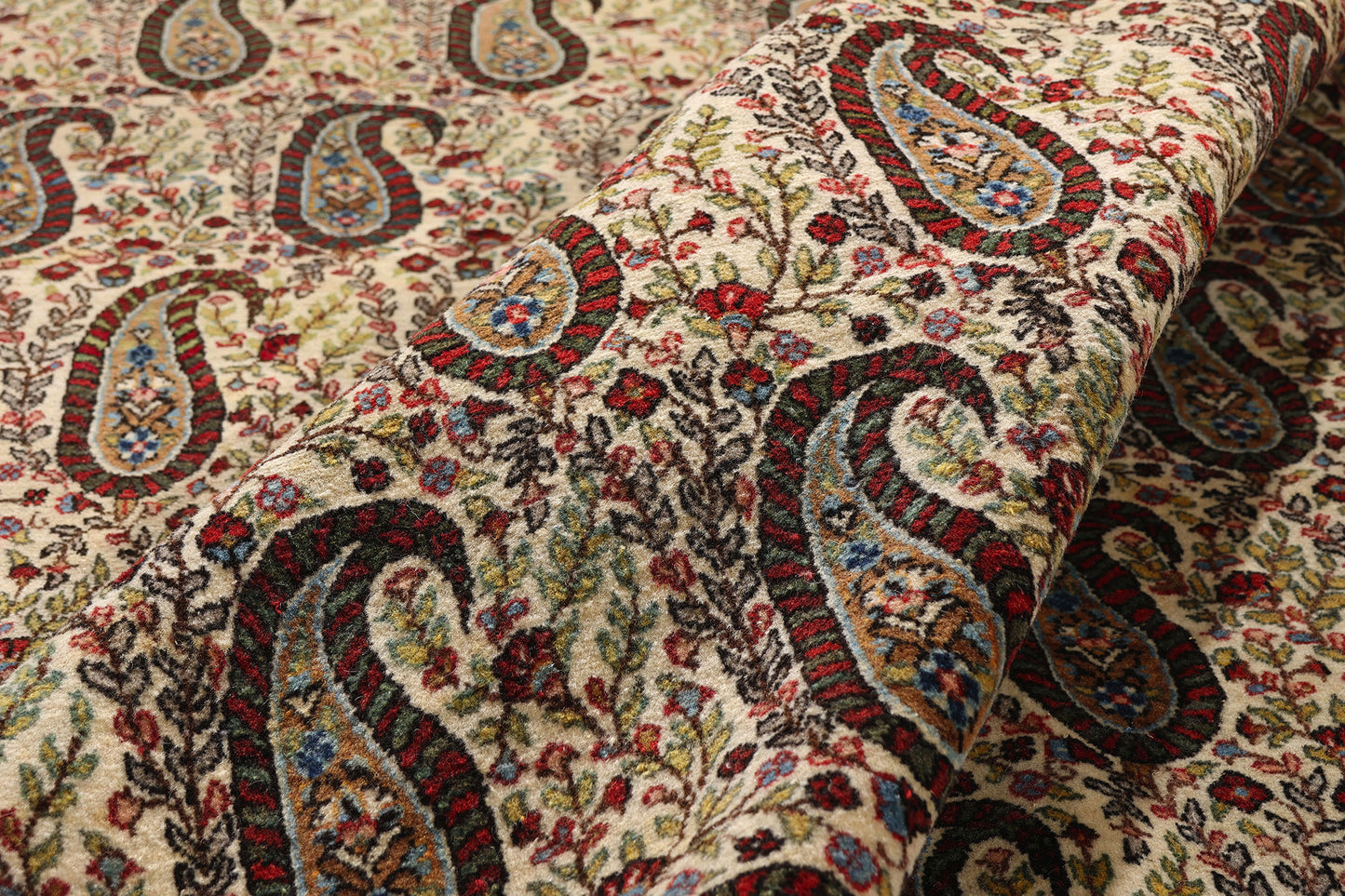 11 x 14 Ivory Vintage Persian Qum Rug 61545