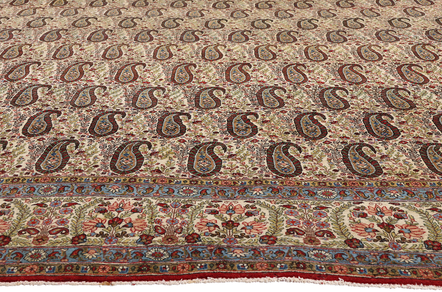 11 x 14 Ivory Vintage Persian Qum Rug 61545