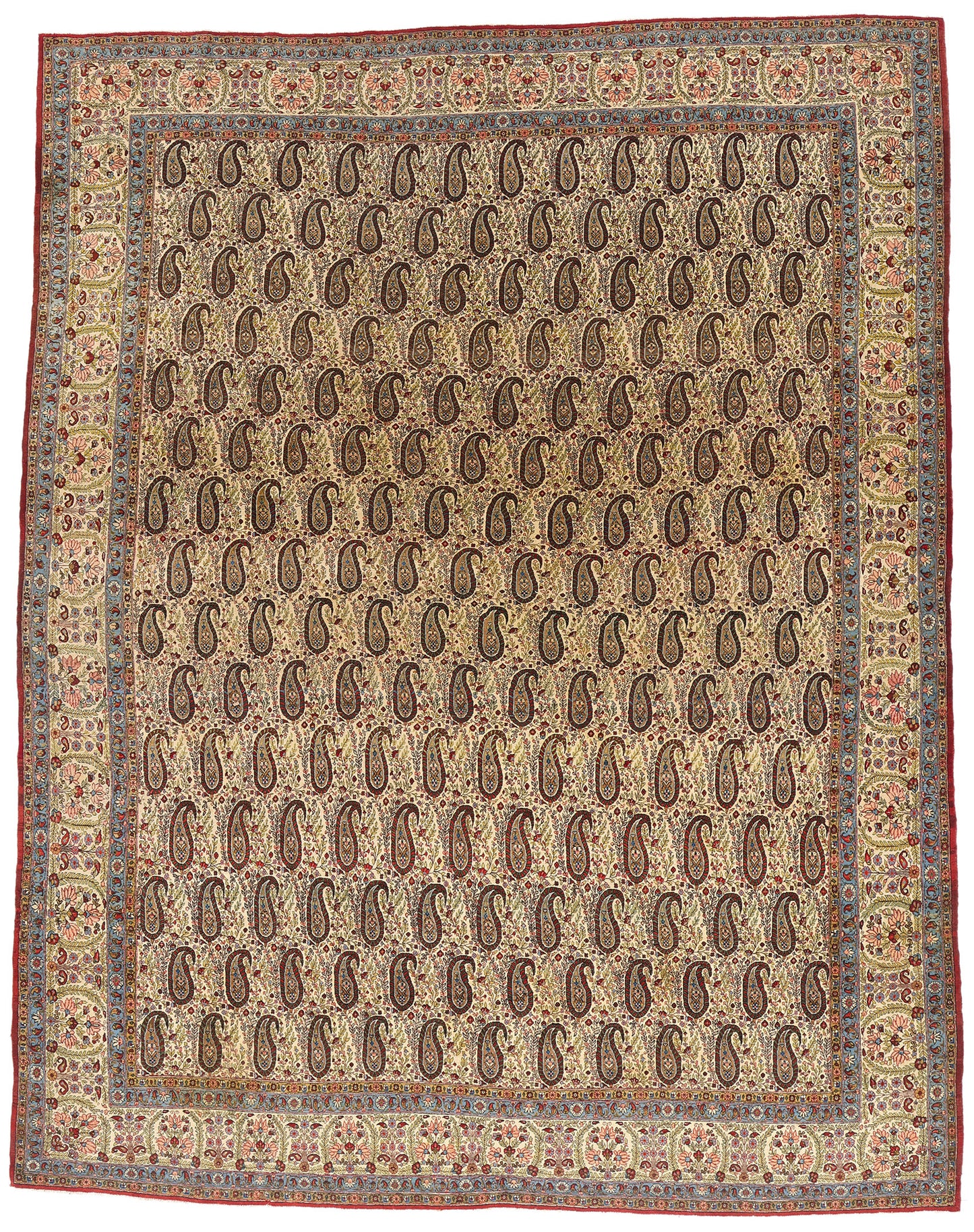 11 x 14 Ivory Vintage Persian Qum Rug 61545