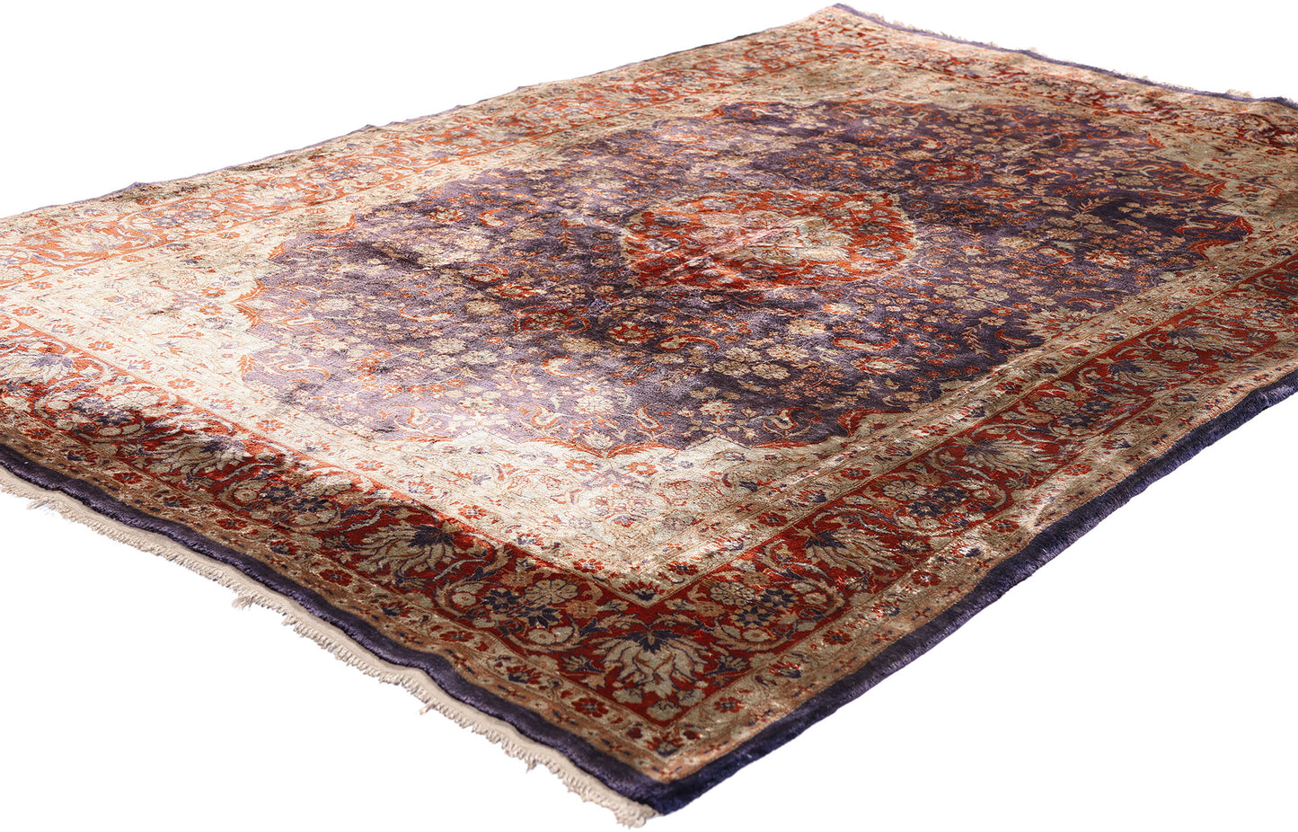 4 x 6 Vintage Persian Silk Qum Rug 79243