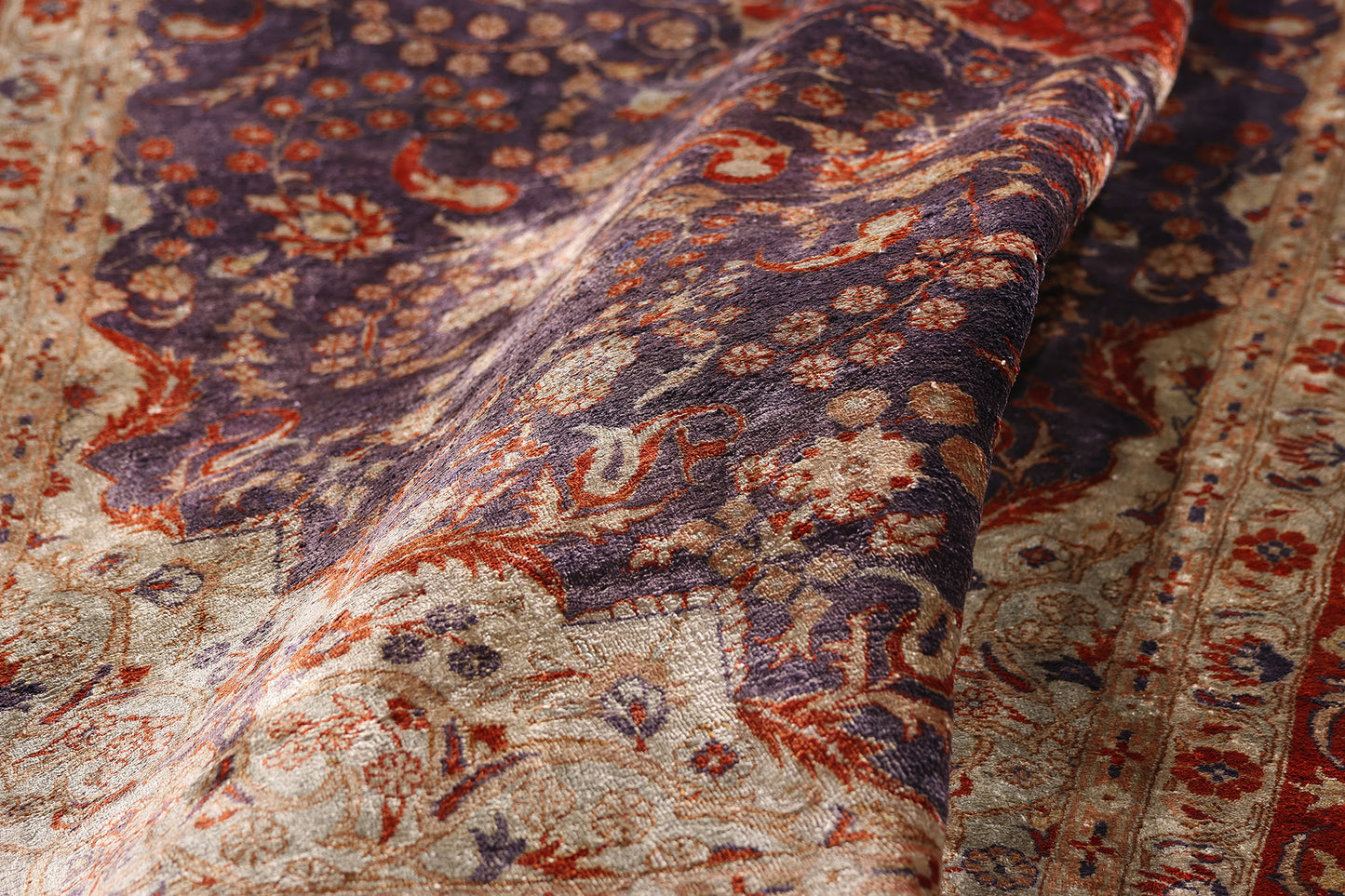 4 x 6 Vintage Persian Silk Qum Rug 79243