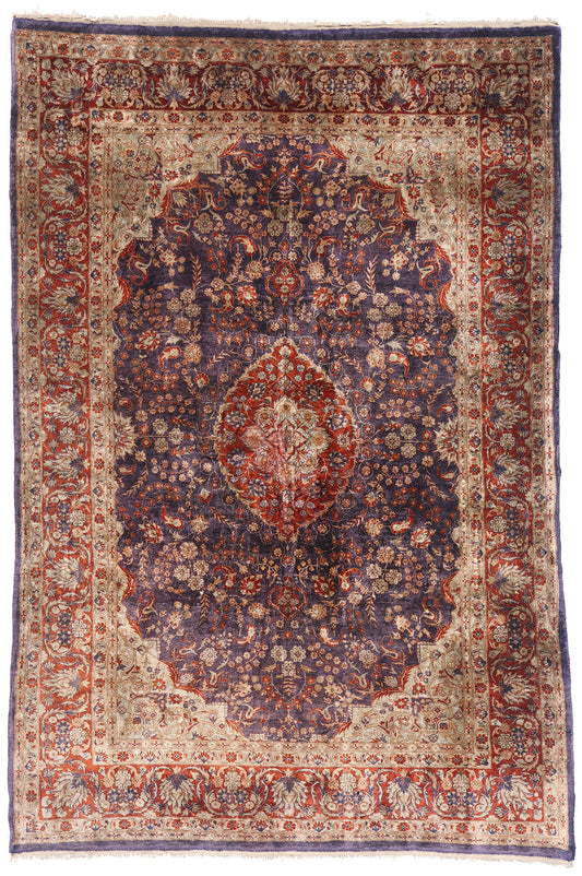 4 x 6 Vintage Persian Silk Qum Rug 79243