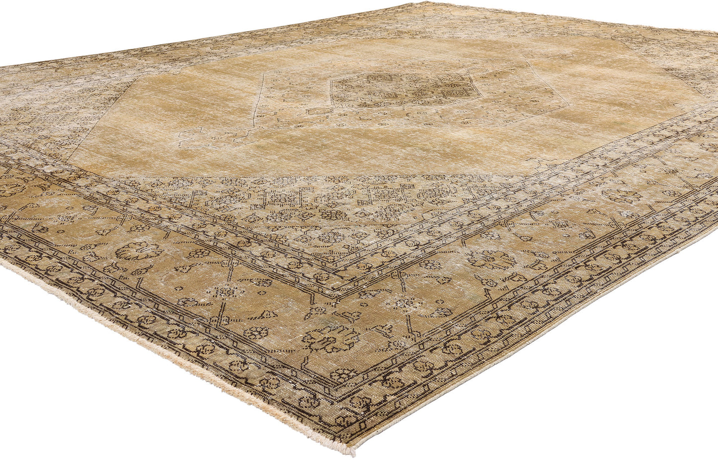 10 x 12 - Brown Vintage Persian Tabriz Rug - 80309
