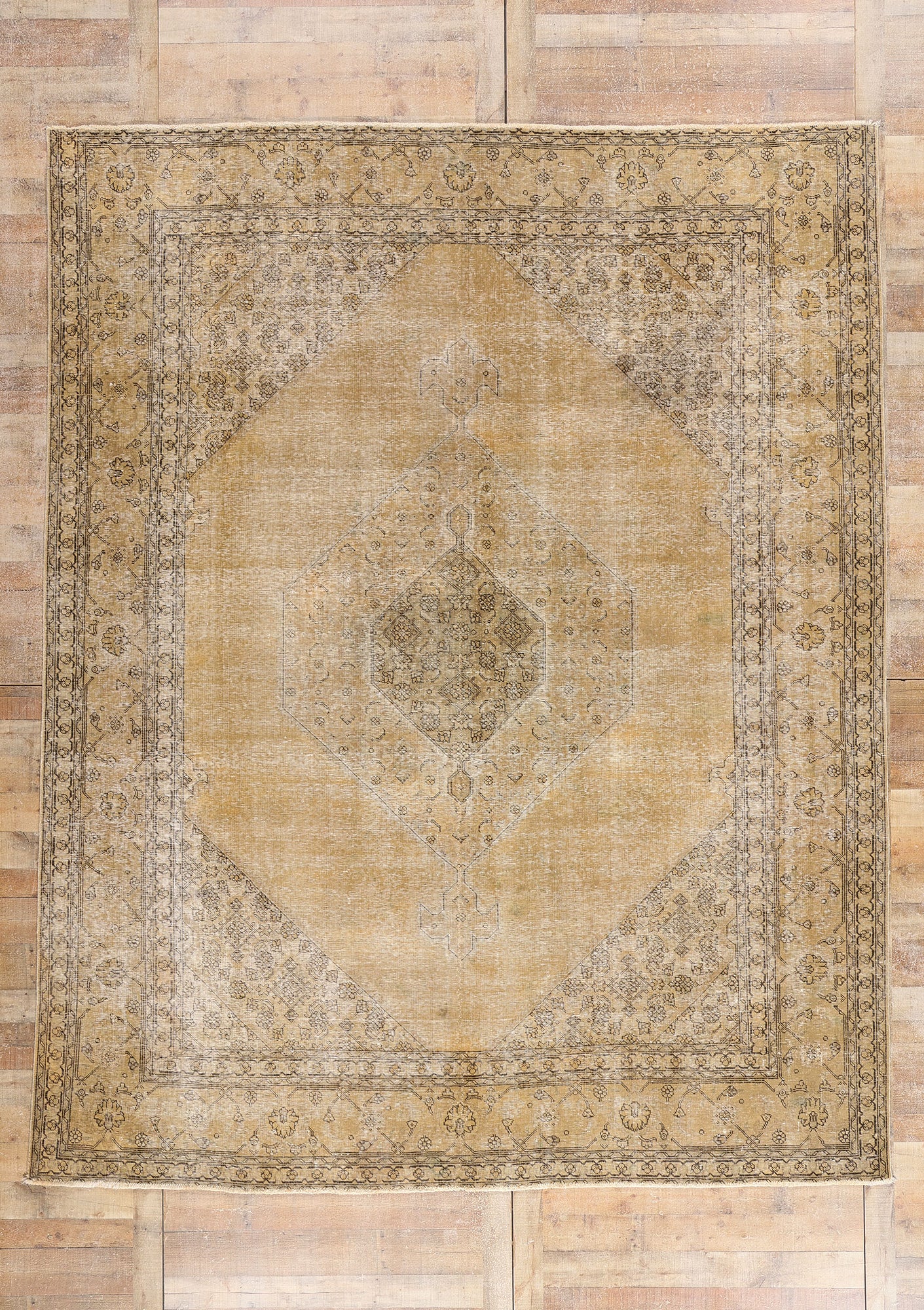 10 x 12 - Brown Vintage Persian Tabriz Rug - 80309