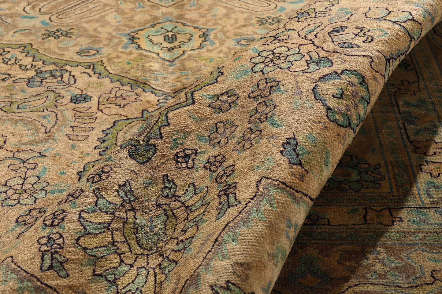 10 x 13 - Brown Vintage Persian Tabriz Rug - 76542