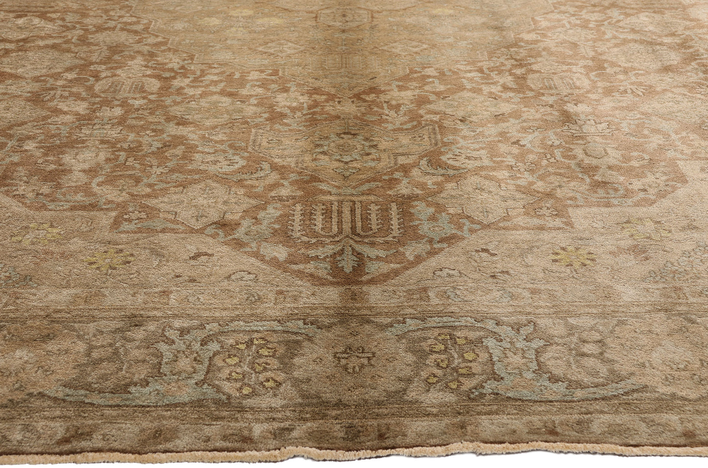 10 x 13 - Brown Vintage Persian Tabriz Rug - 75889