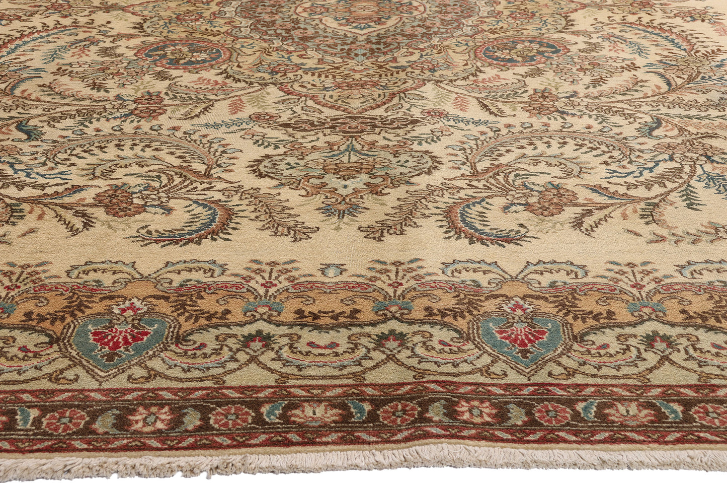 10 x 13 - Brown Vintage Persian Tabriz Rug - 76285