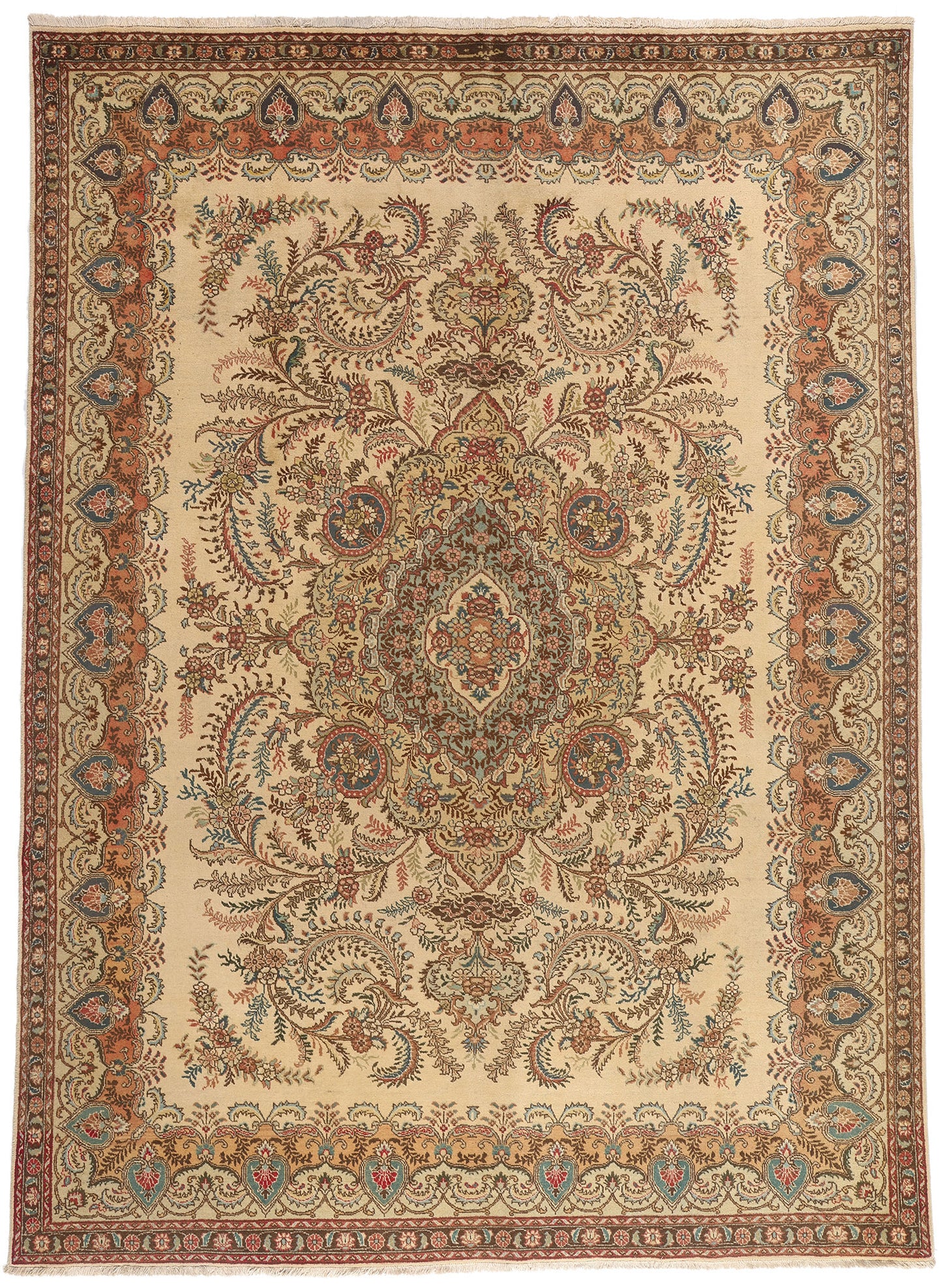 10 x 13 - Brown Vintage Persian Tabriz Rug - 76285