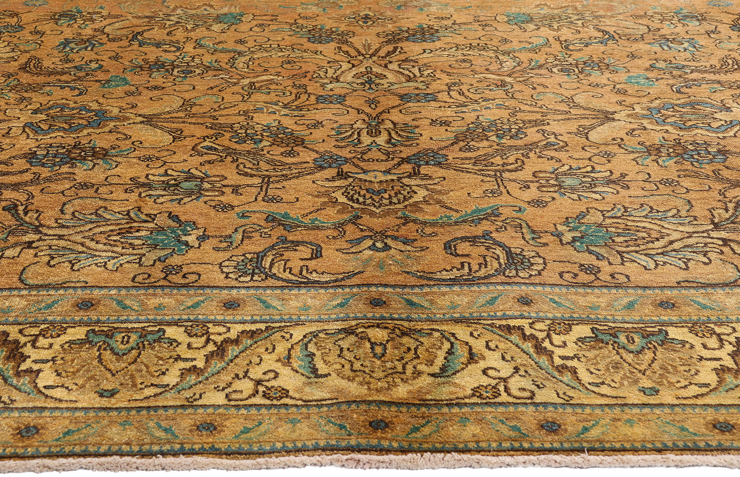 10 x 13 - Brown Vintage Persian Tabriz Rug - 76328