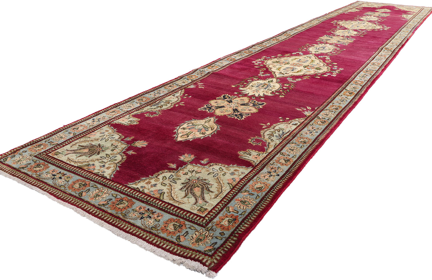 4 x 18 Vintage Persian Tabriz Rug 61356