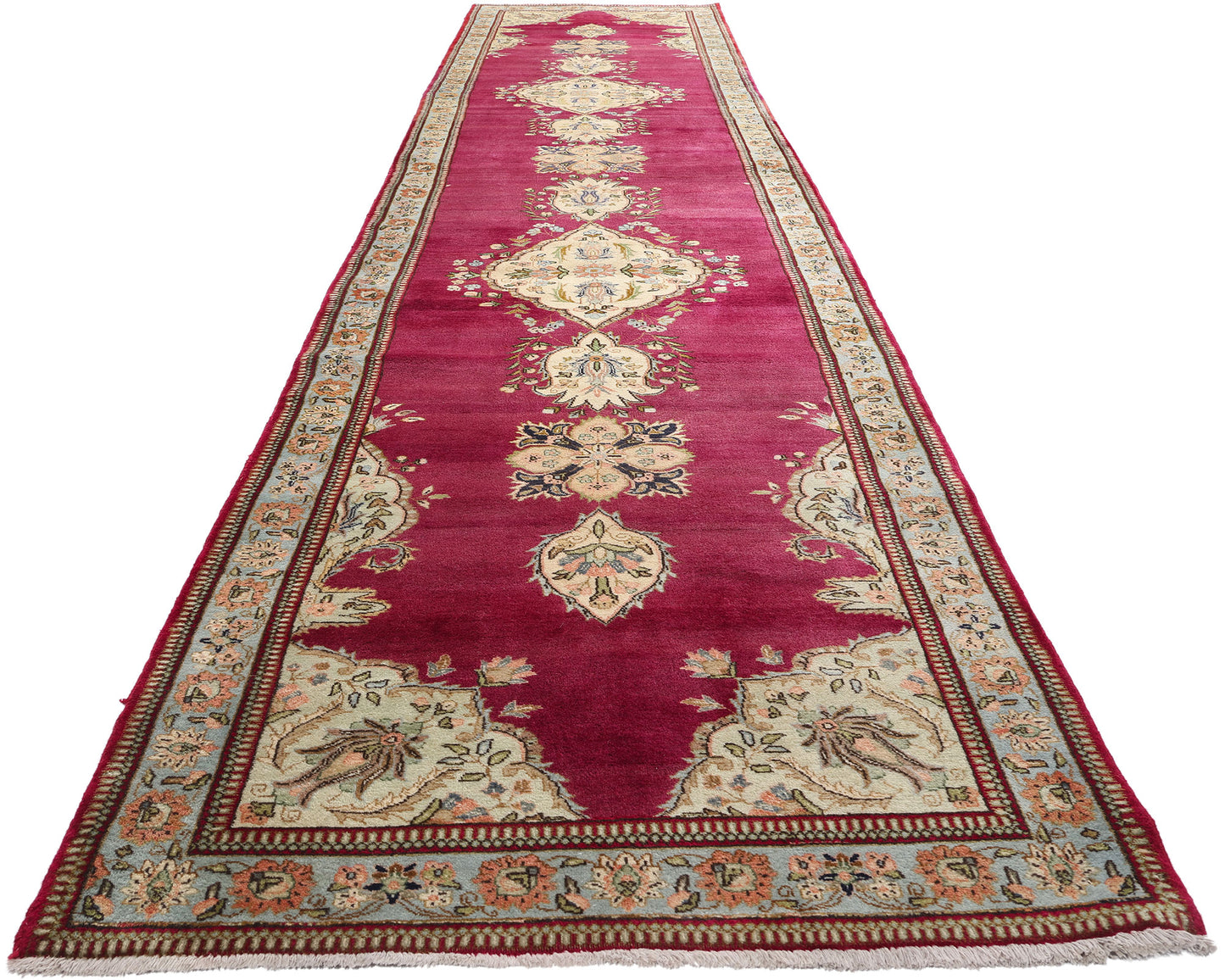 4 x 18 Vintage Persian Tabriz Rug 61356