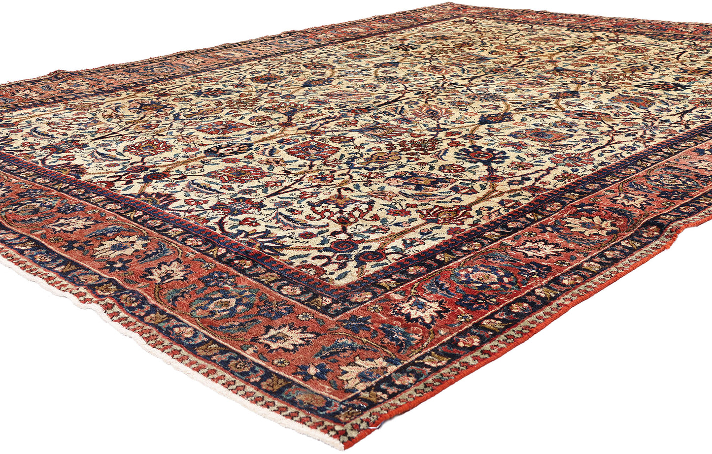 8 x 11 Beige Vintage Persian Tabriz Rug 61408