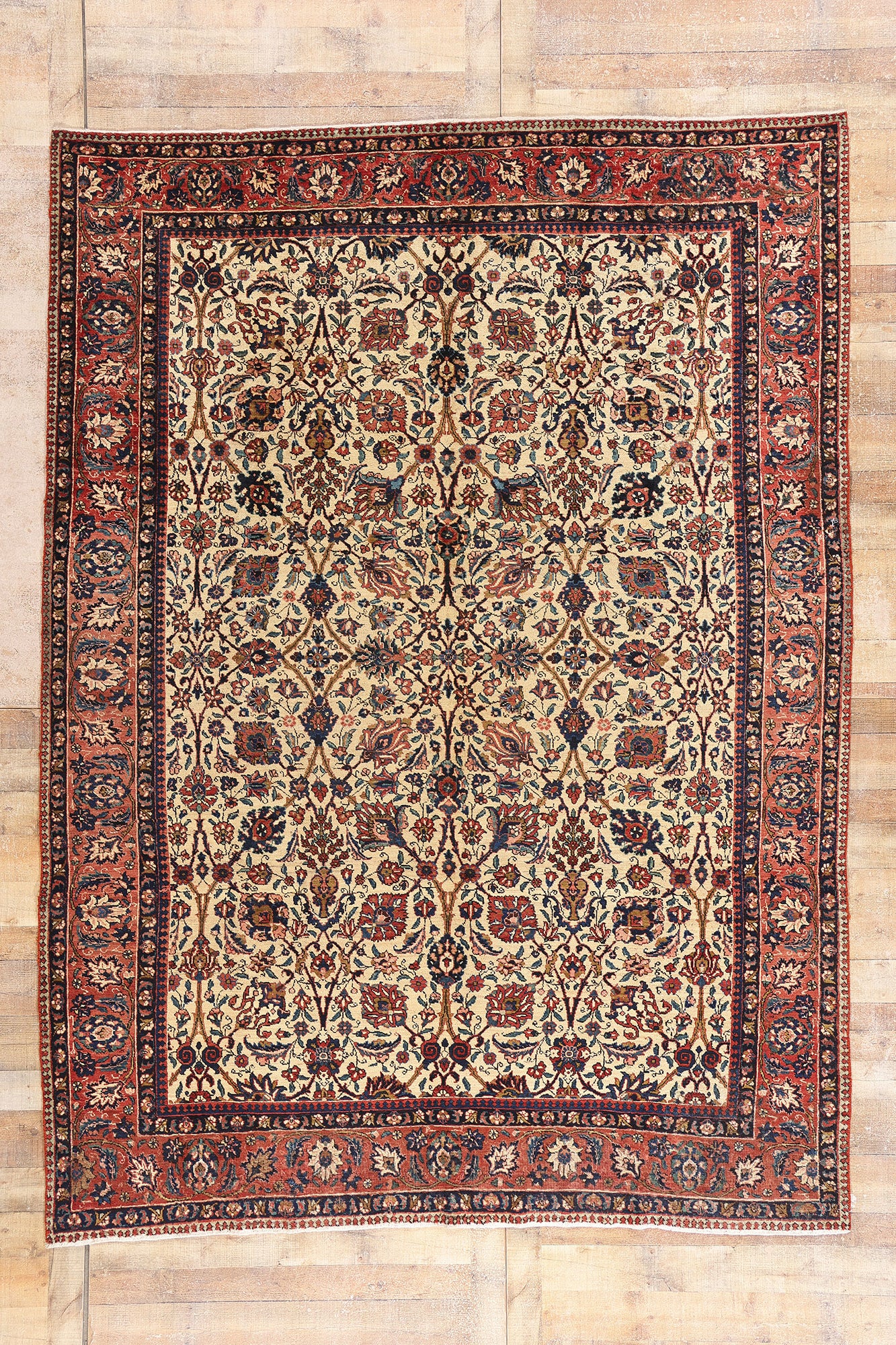 8 x 11 Beige Vintage Persian Tabriz Rug 61408