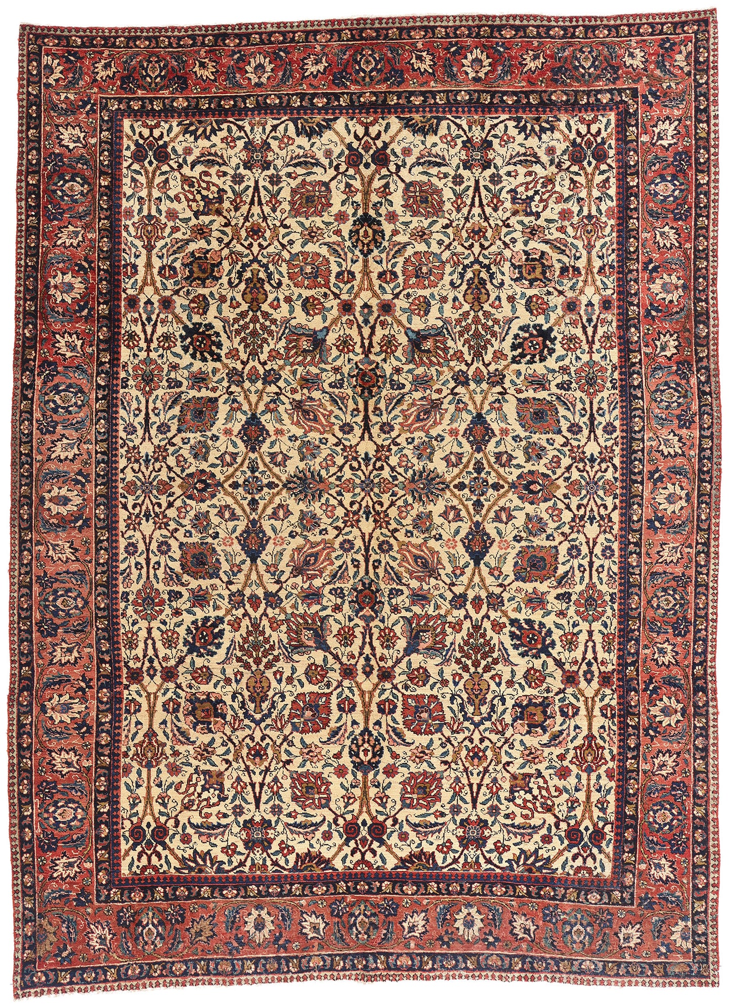 8 x 11 Beige Vintage Persian Tabriz Rug 61408