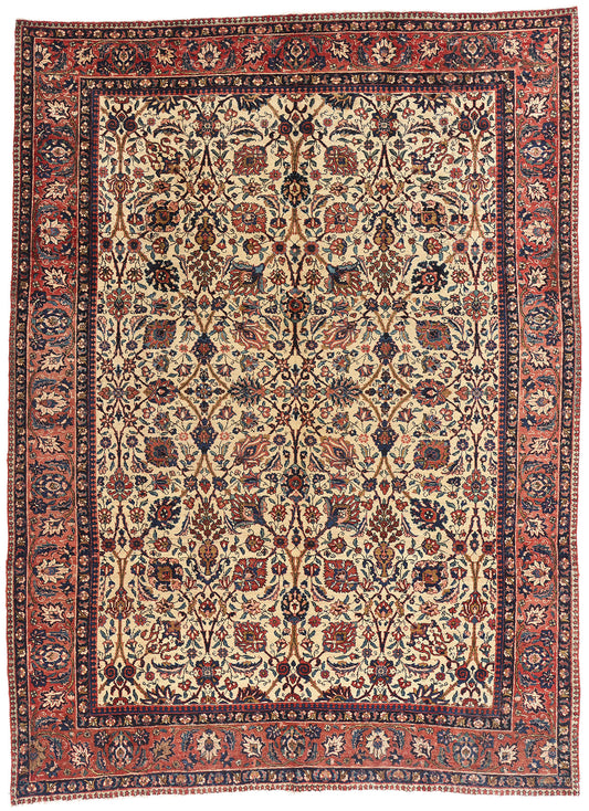 8 x 11 Beige Vintage Persian Tabriz Rug 61408