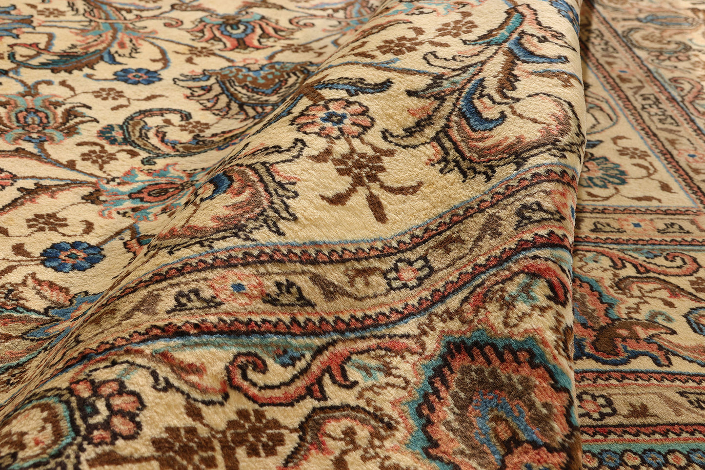 9 x 13 - Beige Vintage Persian Tabriz Rug - 76412