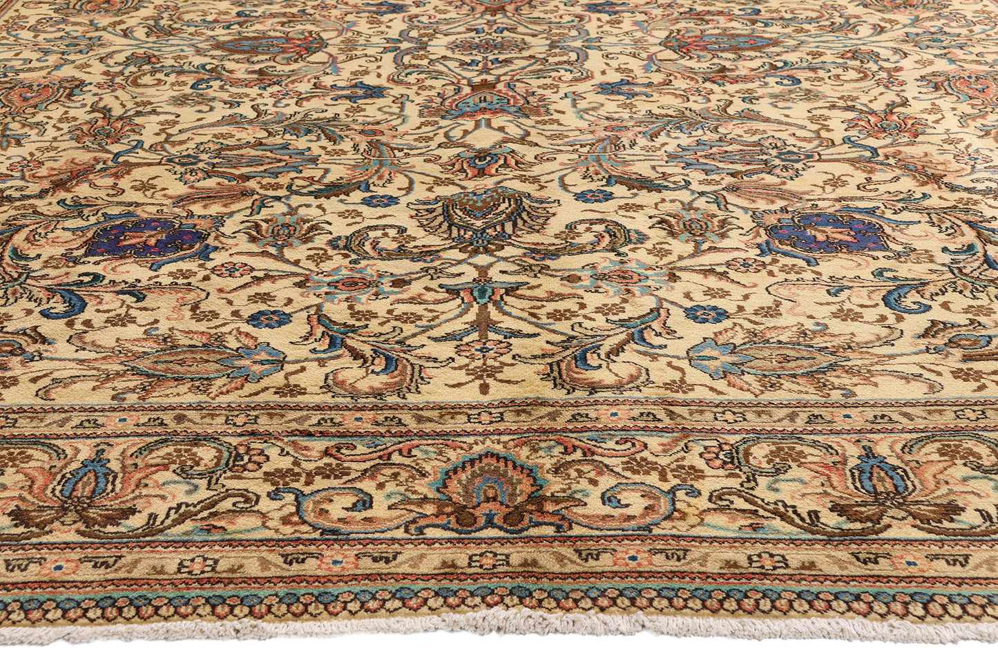 9 x 13 - Beige Vintage Persian Tabriz Rug - 76412