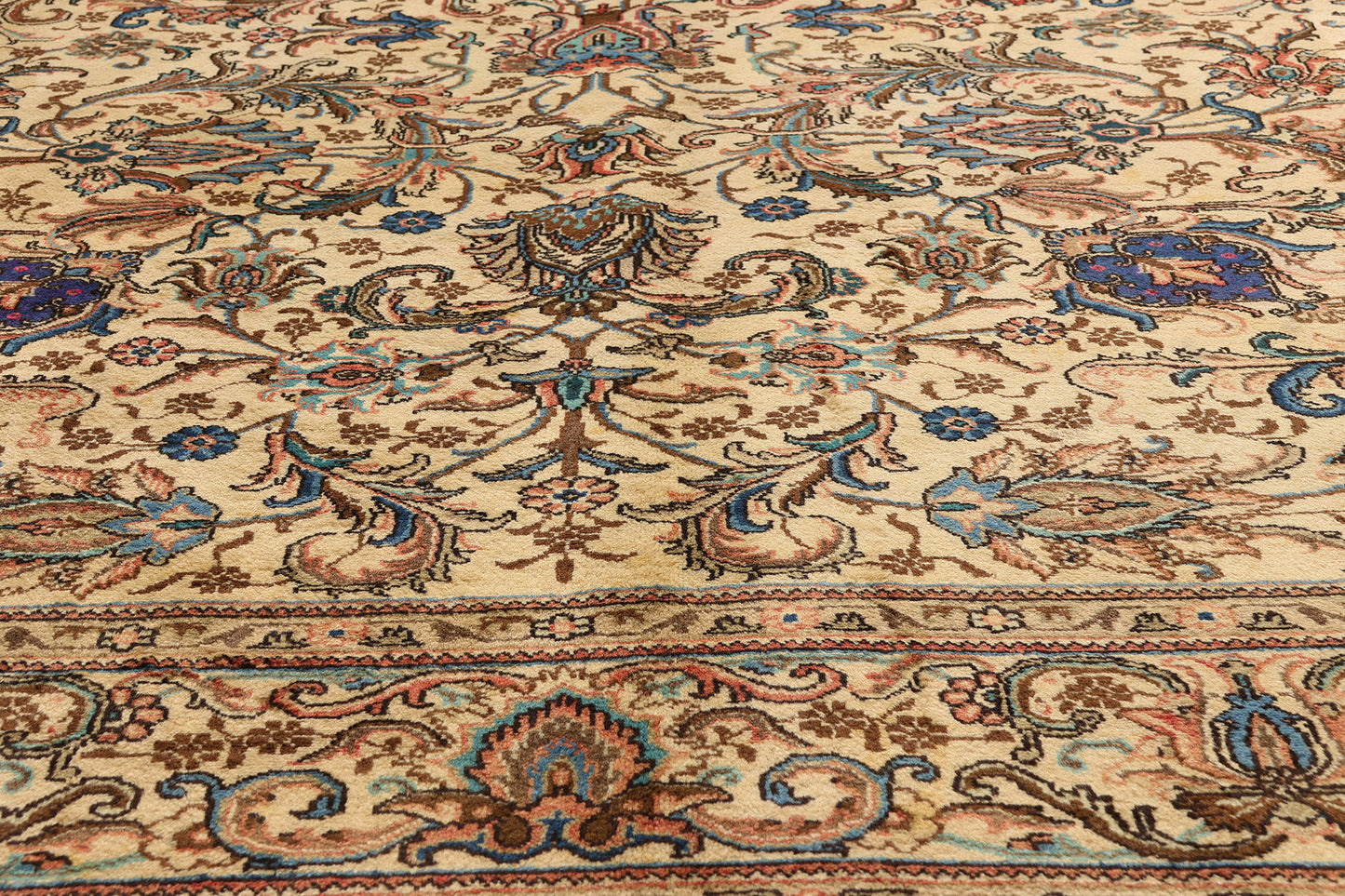 9 x 13 - Beige Vintage Persian Tabriz Rug - 76412