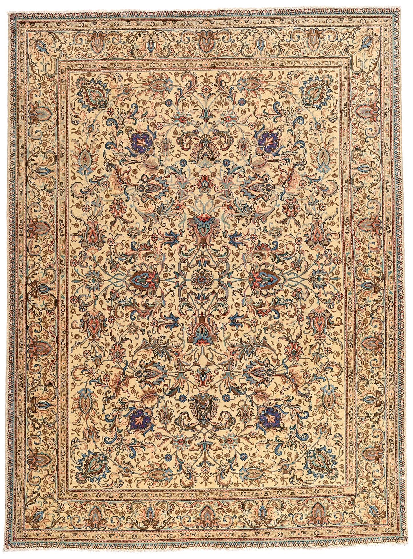 9 x 13 - Beige Vintage Persian Tabriz Rug - 76412