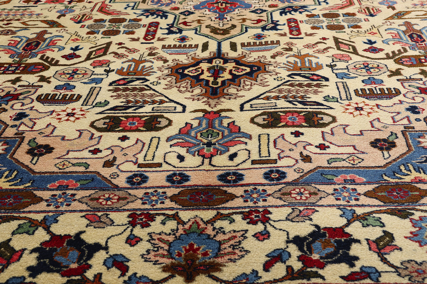 9 x 13 - Beige Vintage Persian Tabriz Rug - 71755
