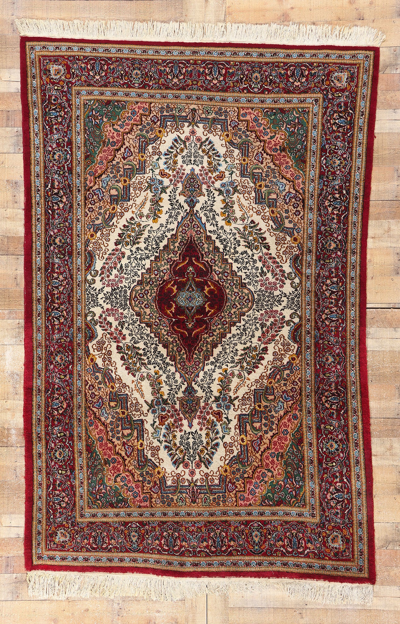 6 x 9 Vintage Persian Yazd Rug 78936