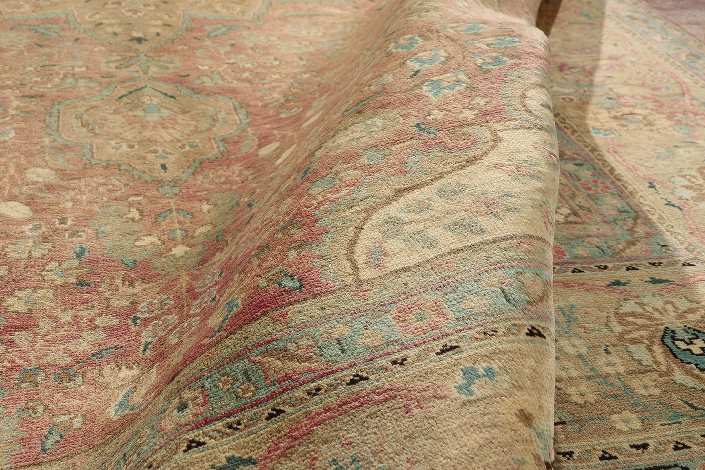 10 x 13 - Brown Vintage Persian Tabriz Rug - 76446