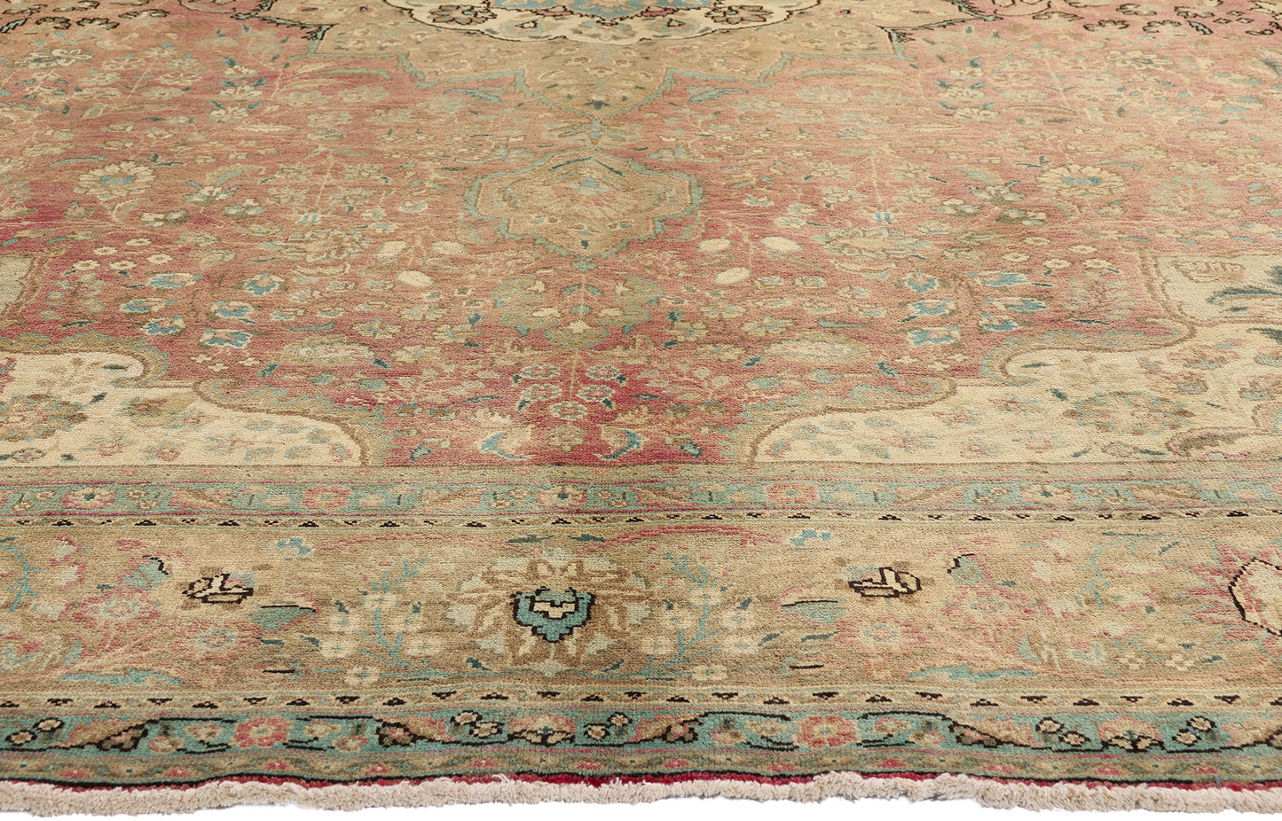 10 x 13 - Brown Vintage Persian Tabriz Rug - 76446