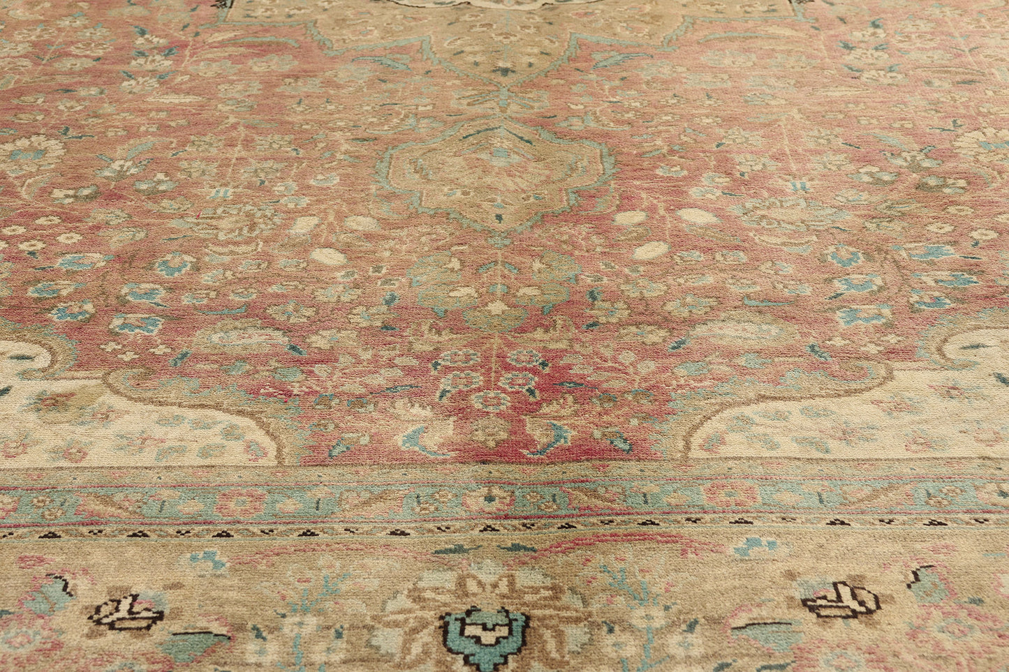 10 x 13 - Brown Vintage Persian Tabriz Rug - 76446