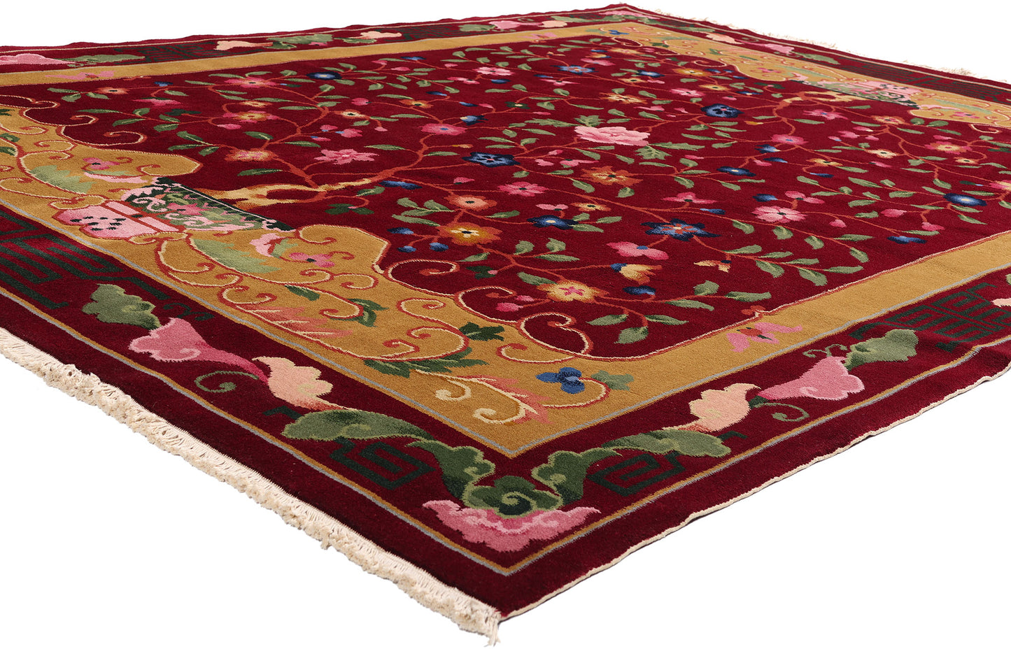 8 x 10 Red Vintage Chinese Art Deco Rug 79326