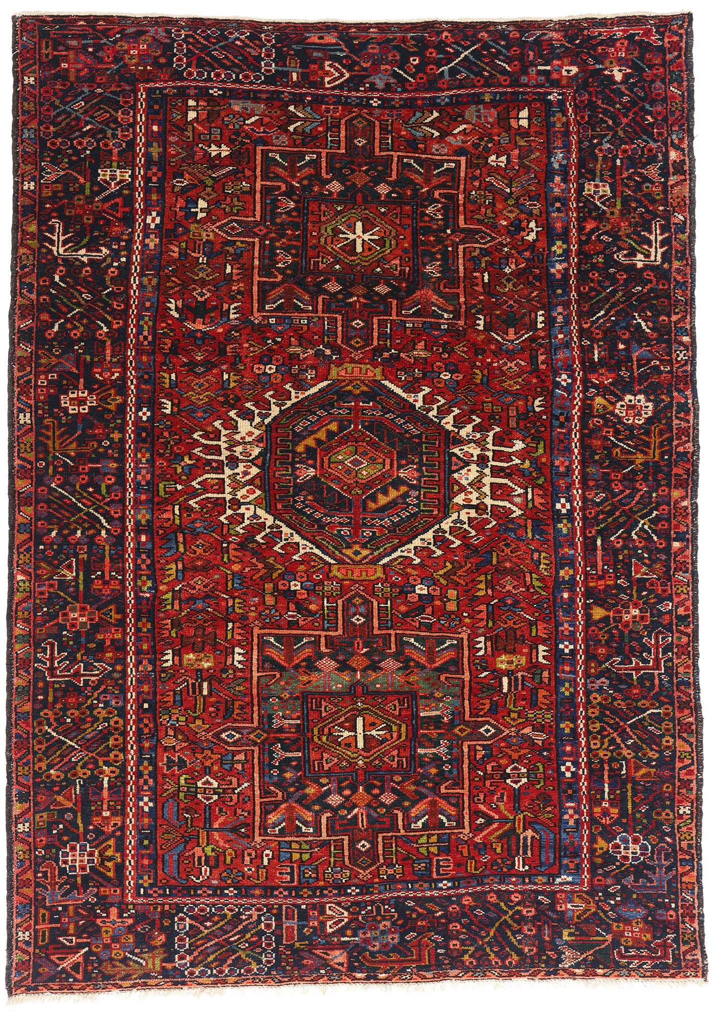 5 x 6 Red Vintage Persian Karaja Heriz Rug 79305