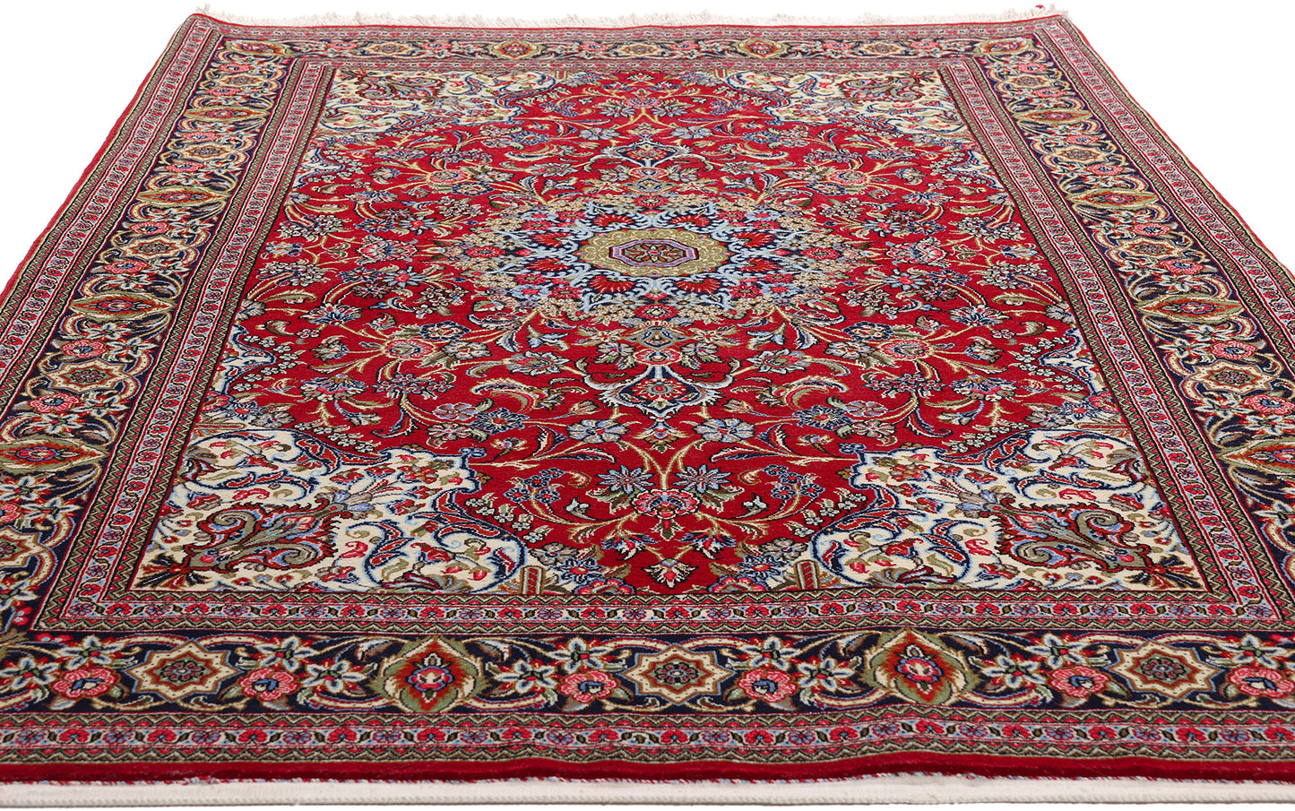 5 x 7 Red Vintage Persian Qum Rug 79313