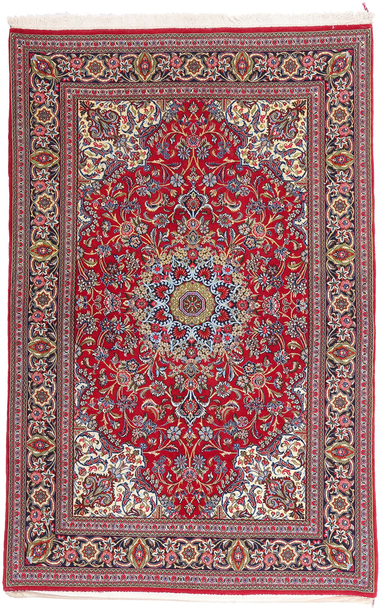 5 x 7 Red Vintage Persian Qum Rug 79313