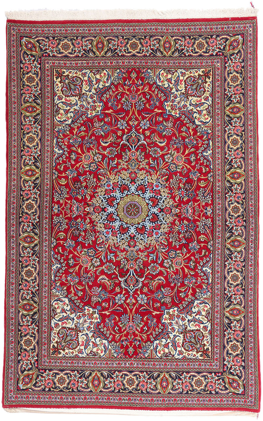 5 x 7 Red Vintage Persian Qum Rug 79313