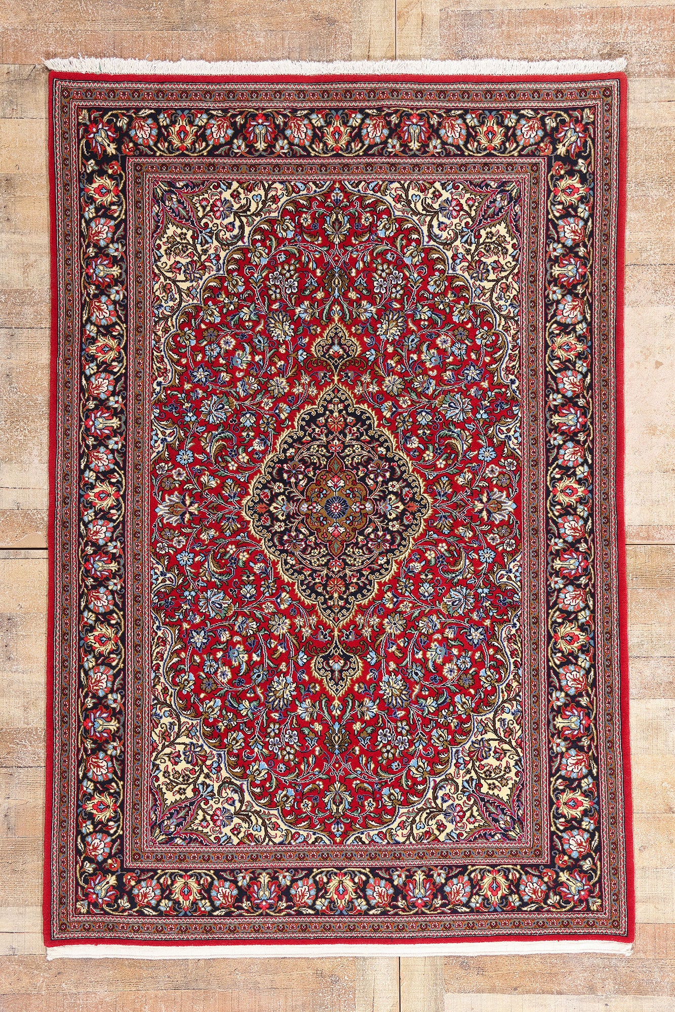 5 x 7 Red Vintage Persian Qum Rug 79314