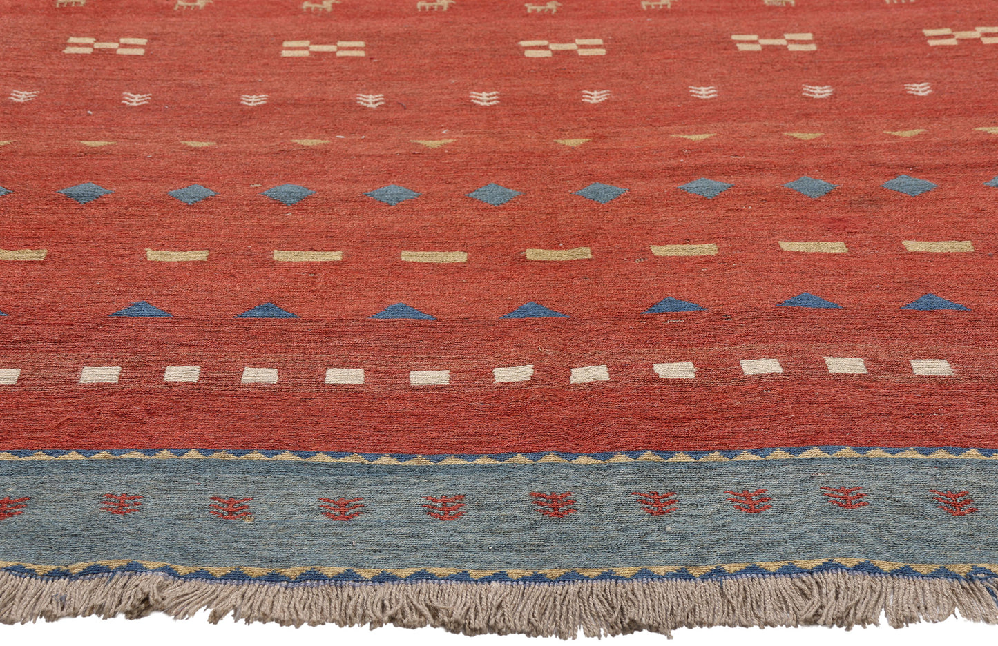 7 x 9 Red Vintage Persian Shiraz Kilim Rug 61425