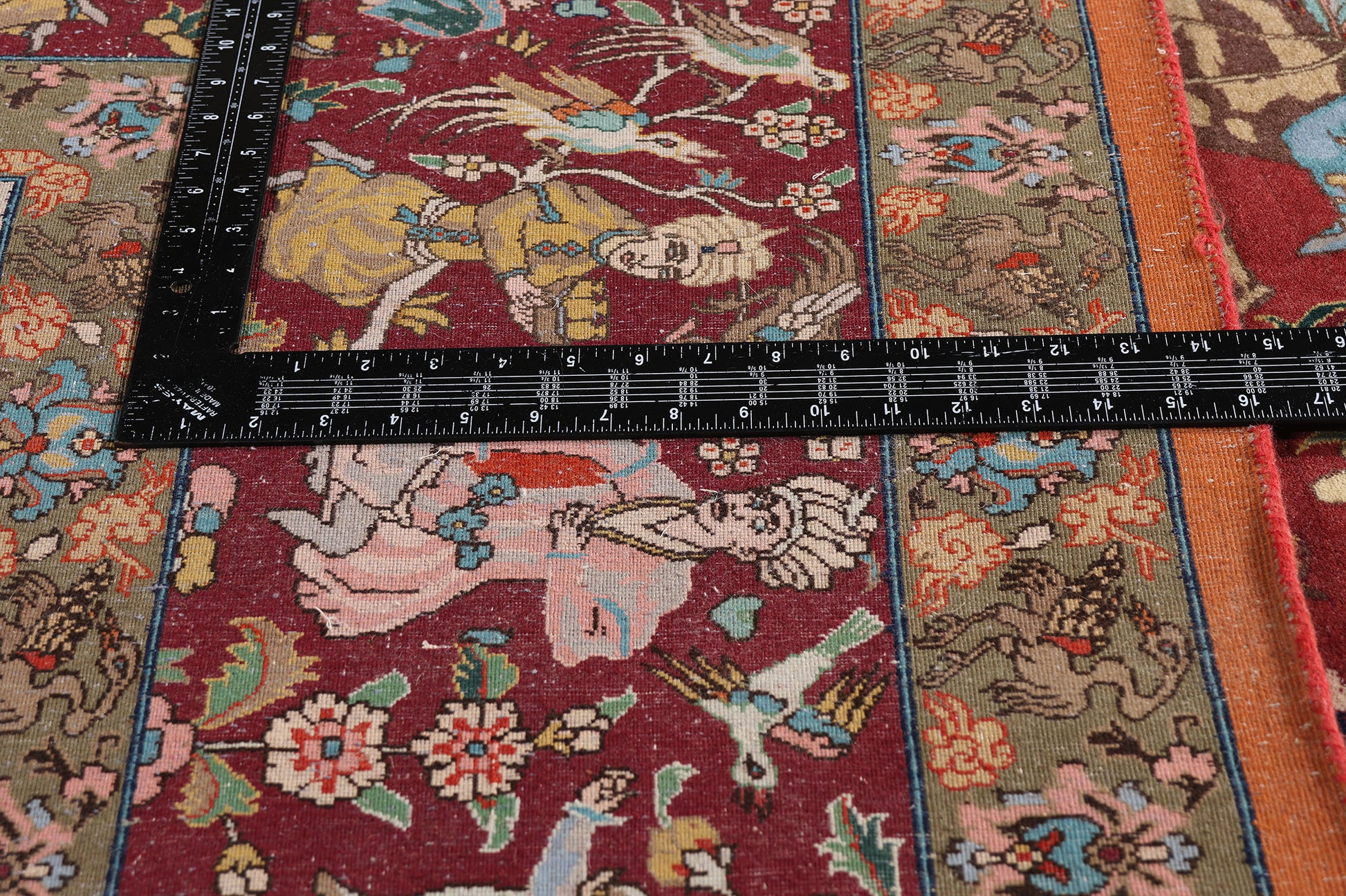 9 x 14 Red Vintage Persian Tabriz Hunting Rug 79165