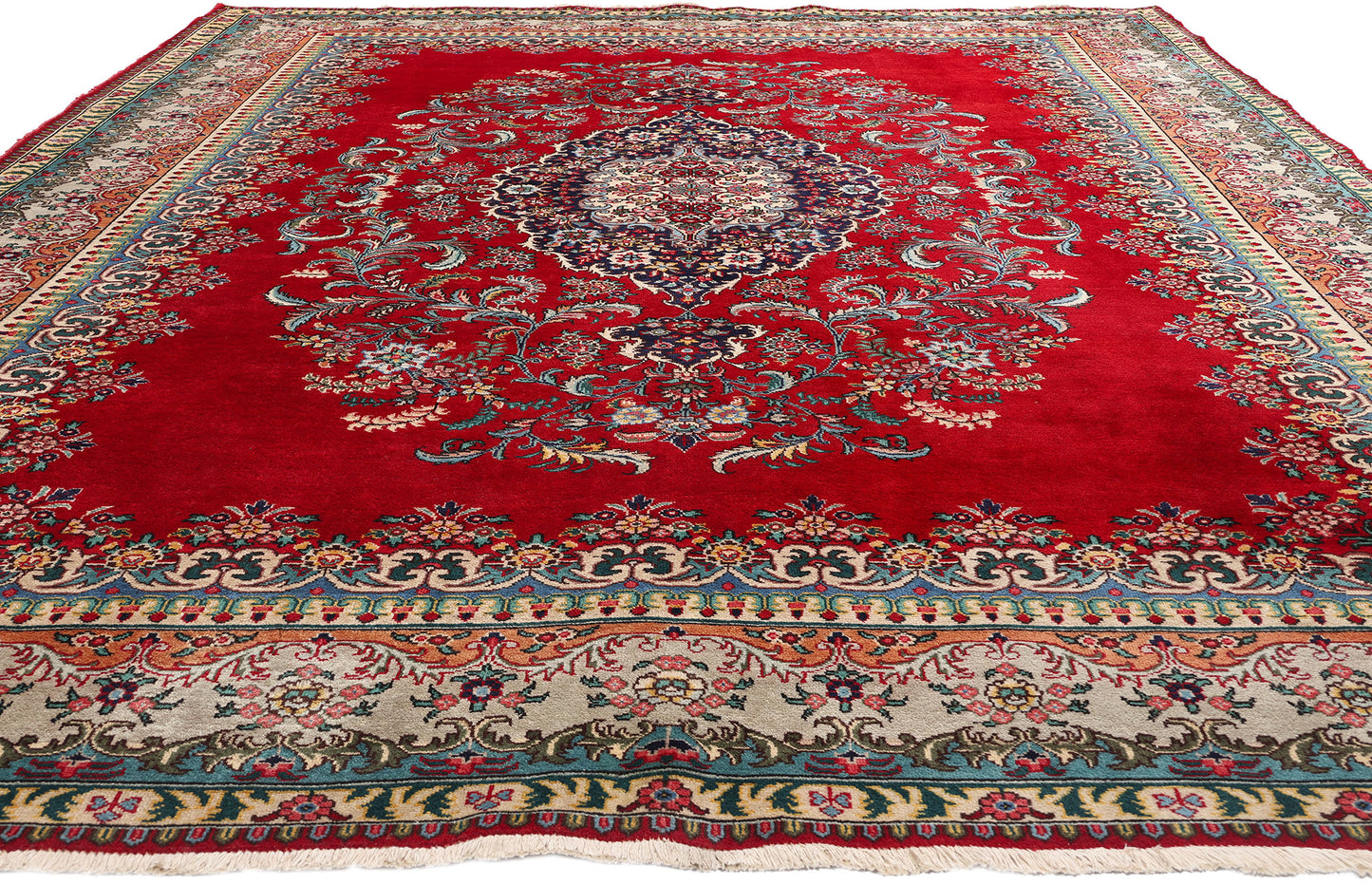 10 x 13 Vintage Red Persian Tabriz Rug 79067