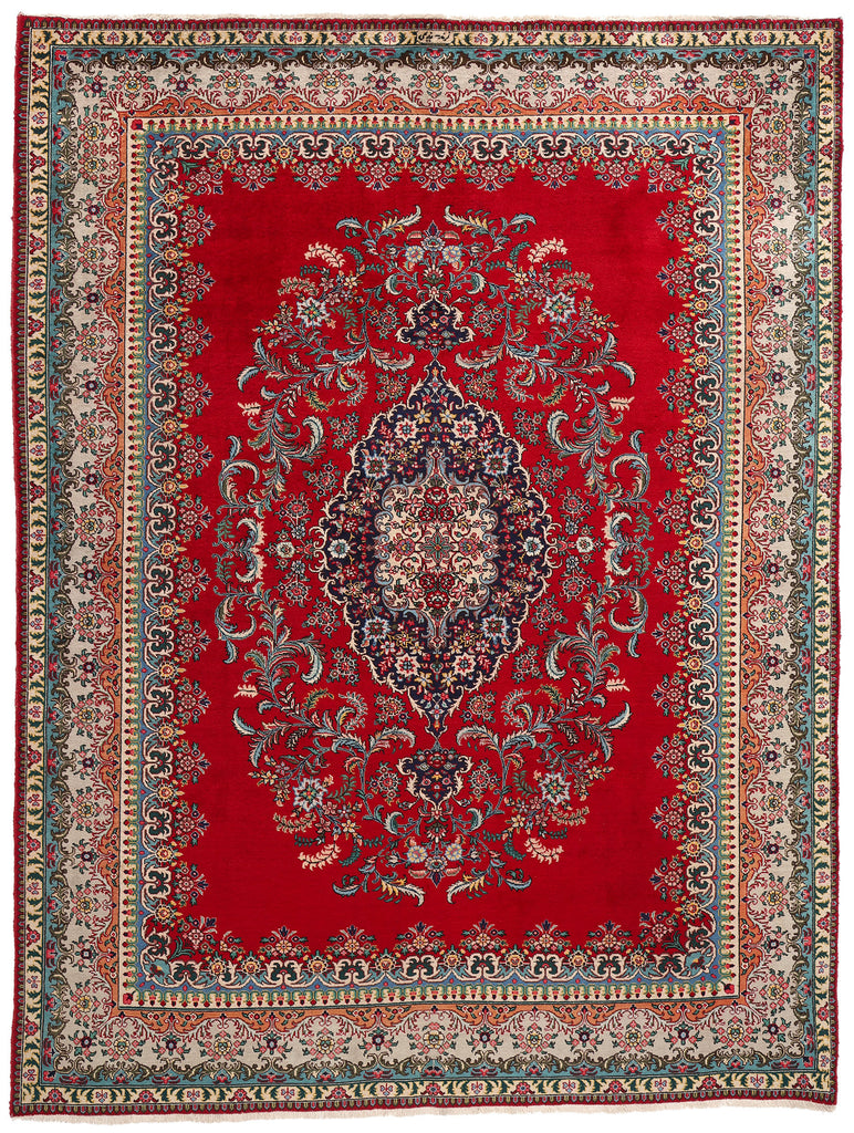 10 x 13 Vintage Red Persian Tabriz Rug 79067
